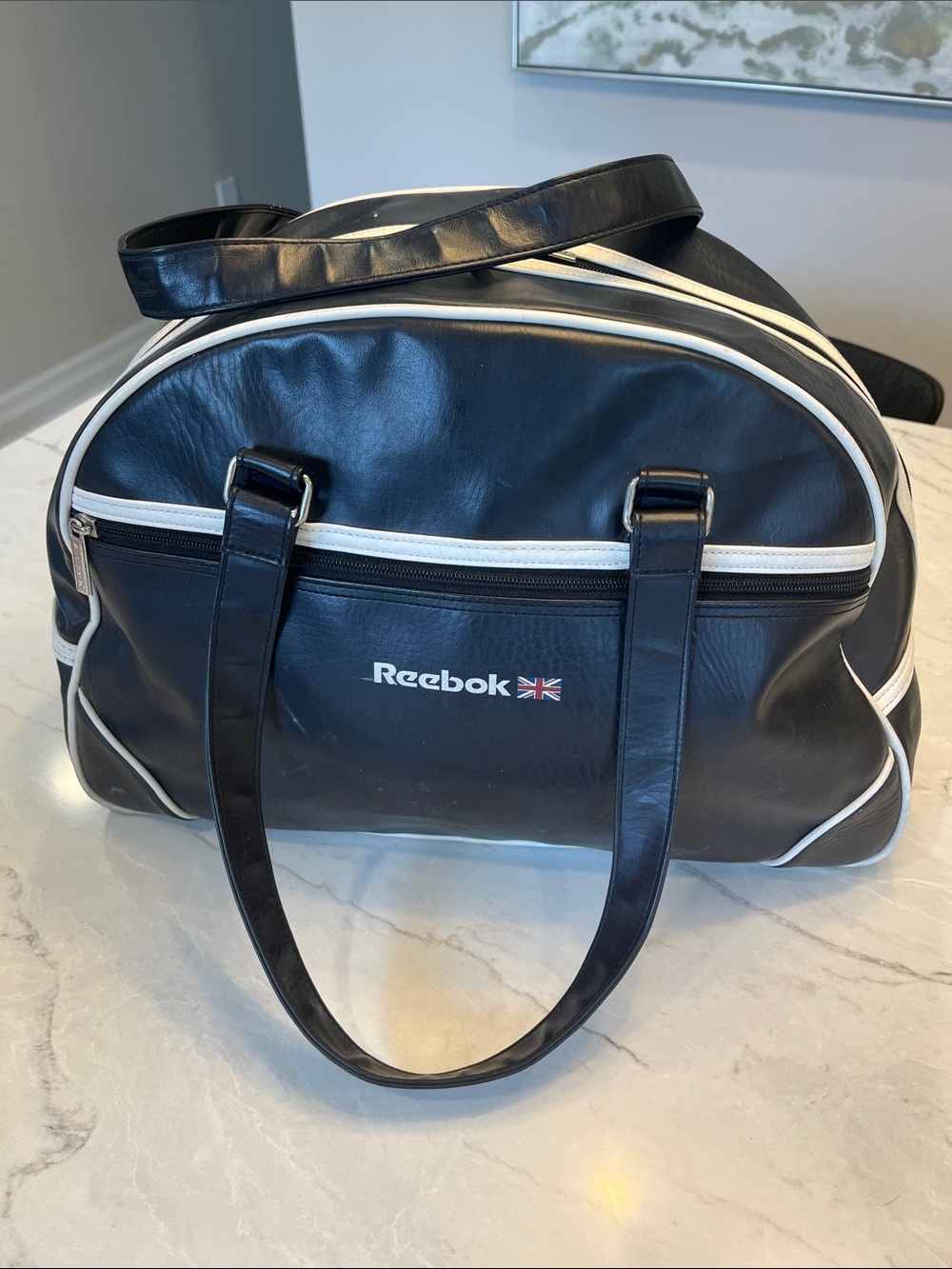Vintage Reebok Black Retro Duffel with White Trim